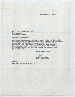 [Letter from Thomas L. James to A. H. Blackshear, Jr., September 22, 1955]