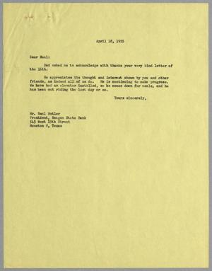 [Letter from I. H. Kempner to Neal Butler, April 18, 1955]