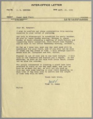 [Letter from Thomas L. James to I. H. Kempner, September 14, 1955]