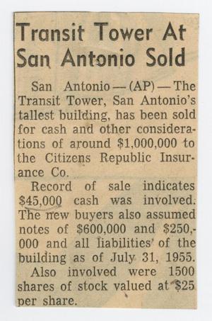 [Clipping: Transit Tower At San Antonio Sold]
