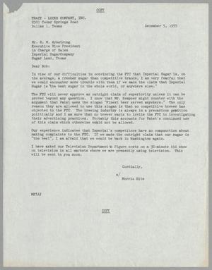 Primary view of object titled '[Letter from Morris Hite to R. M. Armstrong, Demcember 5, 1955]'.
