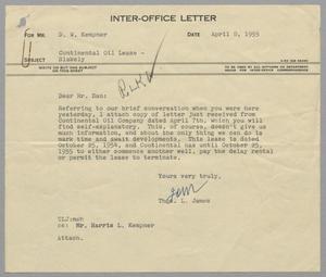 [Letter from Thomas L. James to D. W. Kempner, April 8, 1955]