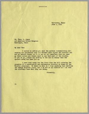 Primary view of object titled '[Letter from I. H. Kempner to Thomas L. James, June 1, 1955]'.