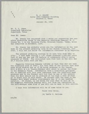 Primary view of object titled '[Letter from Earle C. Hellums to Thomas L. James, January 25, 1955]'.