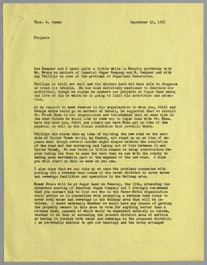 [Letter from I. H. Kempner to Thomas L. James, September 30, 1955]