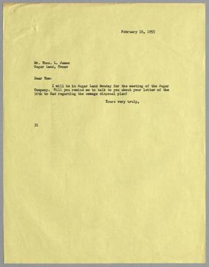 [Letter from Harris L. Kempner to Thomas L. James, February 18, 1955]