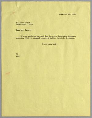 [Letter from A. H. Blackshear, Jr. to Thomas L. James, November 16, 1955]
