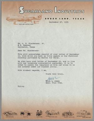 [Letter from Thomas L. James to A. H. Blackshear, Jr., September 27, 1955]