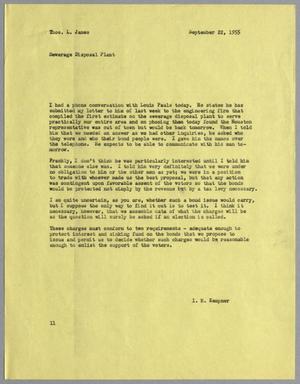 [Letter from I. H. Kempner to Thomas L. James, September 22, 1955]