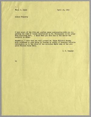 [Letter from I. H. Kempner to Thomas L. James, April 30, 1955]