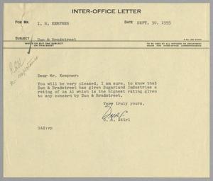 [Letter from G. A. Stirl to I. H. Kempner, September 30, 1955]