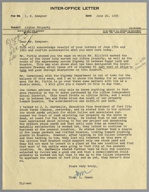 [Letter from Thomas L. James to I. H. Kempner, June 22, 1955]