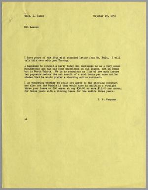 [Letter from I. H. Kempner to Thomas L. James, October 29, 1955]