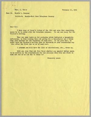 [Letter from Harris L. Kempner to Thomas L. James, February 26, 1955]
