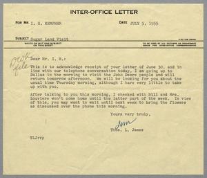 [Letter from Thomas L. James to I. H. Kempner, July 5, 1955]