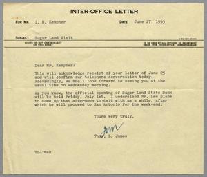 [Letter from Thomas L. James to I. H. Kempner, June 27, 1955]