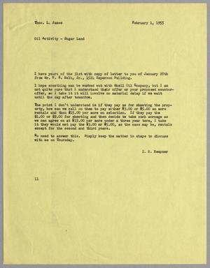 [Letter from I. H. Kempner to Thomas L. James, February 1, 1955]