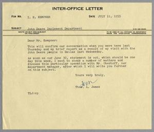 [Letter from Thomas L. James to I. H. Kempner, July 11, 1955]