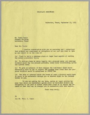 [Letter from I. H. Kempner to Louis Pauls, September 15, 1955]