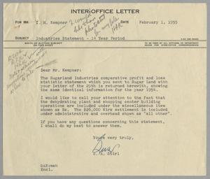 [Letter from G. A. Stirl to I. H. Kempner, February 1, 1955]