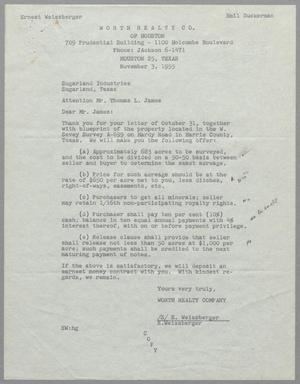 [Letter from Ernest Weissberger to Thomas L. James, November 3, 1955]