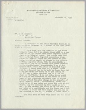 [Letter from Homer L. Bruce to I. H. Kempner, December 14, 1955]