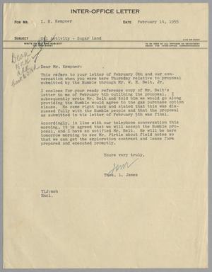 [Letter from Thomas L. James to I. H. Kempner, February 14, 1955]