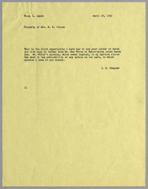 [Letter from I. H. Kempner to Thomas L. James, April 27, 1955]