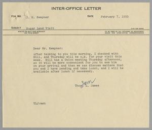 [Letter from Thomas L. James to I. H. Kempner, February 7, 1955]
