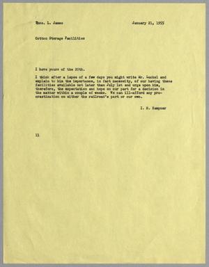 [Letter from I. H. Kempner to Thomas L. James, January 21, 1955]