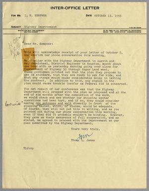 [Letter from Thomas L. James to I. H. Kempner, October 13, 1955]