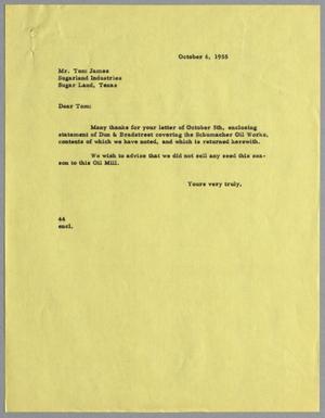 [Letter from A. H. Blackshear, Jr. to Thomas L. James, October 6, 1955]