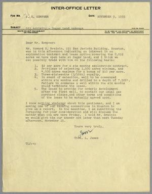 [Letter from Thomas L. James to I. H. Kempner, November 9, 1955]