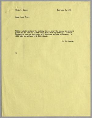 [Letter from I. H. Kempner to Thomas L. James, February 8, 1955]
