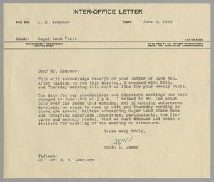 [Letter from Thomas L. James to I. H. Kempner, June 6, 1955]