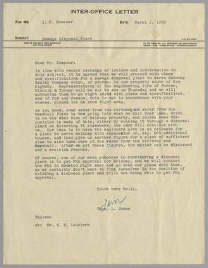 [Letter from Thomas L. James to I. H. Kempner, March, 1, 1955]