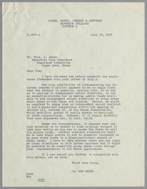 [Letter from Ben White to Thomas L. James, July 12, 1955]