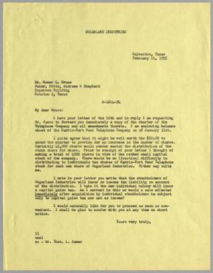 [Letter from I. H. Kempner to Homer L. Bruce, February 11, 1955]