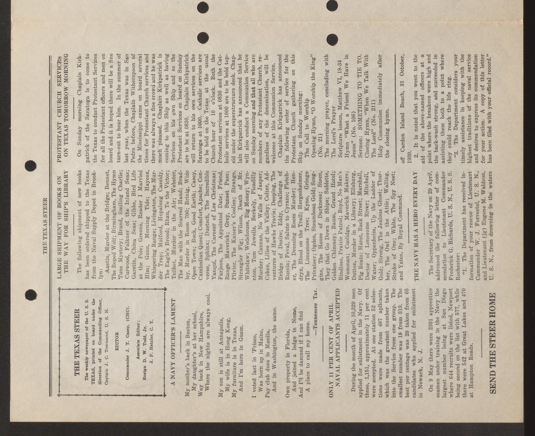 The Texas Steer (U. S. S. Texas), Vol. 2, No. 39, Ed. 1 Saturday, May 23, 1931
                                                
                                                    [Sequence #]: 2 of 4
                                                