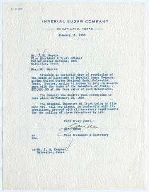 [Letter from George Andre to J. E. Meyers, January 17, 1955]