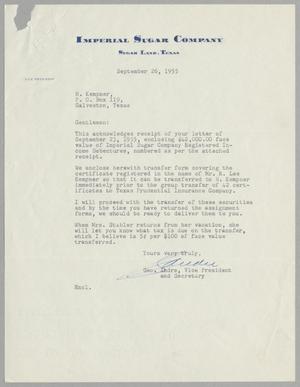 [Letter from George Andre to H. Kempner, September 26, 1955]