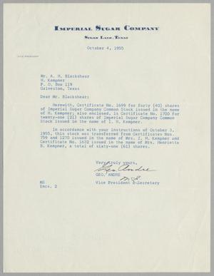 [Letter from George Andre to A. H. Blackshear, Jr., October 4, 1955]