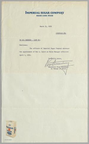 [Letter from R. M. Armstrong to All Brokers - List #1, March 31, 1955]