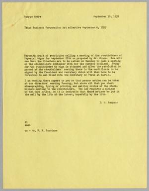[Letter from I. H. Kempner to George Andre, September 10, 1955]