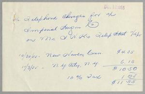 [Imperial Sugar Company, Telephone Charges, December 12, 1955]