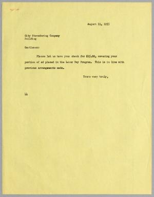 [Letter from A. H. Blackshear, Jr. to City Stevedoring Company, August 11, 1955]