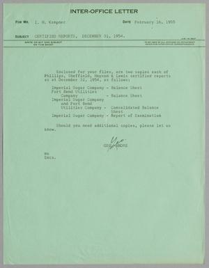 [Letter from George Andre to I. H. Kempner, February 16, 1955]
