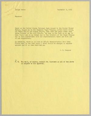 Primary view of object titled '[Letter from I. H. Kempner to Geoge Andre, September 9, 1955]'.