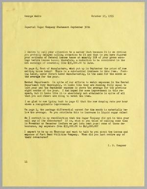 [Letter from I. H. Kempner to George Andre, October 17, 1955]