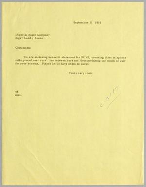 [Letter from A. H. Blackshear, Jr., September 10, 1955]